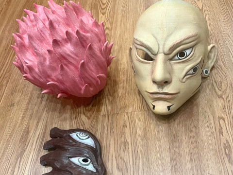 Sukuna Final Form Head Mask - With Hair - Jujutsu Kaisen Cosplay 3D Baskı Modeli