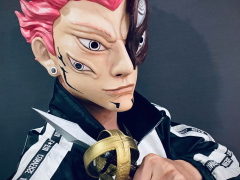Sukuna Final Form Head Mask - With Hair - Jujutsu Kaisen Cosplay 3D Baskı Modeli
