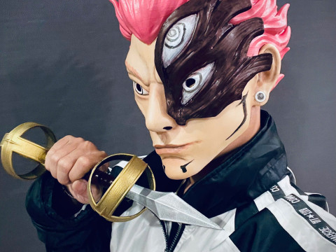 Sukuna Final Form Head Mask - With Hair - Jujutsu Kaisen Cosplay 3D Baskı Modeli