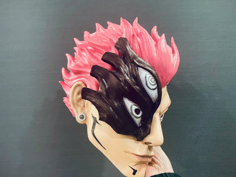 Sukuna Final Form Head Mask - With Hair - Jujutsu Kaisen Cosplay 3D Baskı Modeli