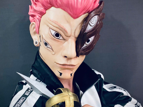 Sukuna Final Form Head Mask - With Hair - Jujutsu Kaisen Cosplay 3D Baskı Modeli
