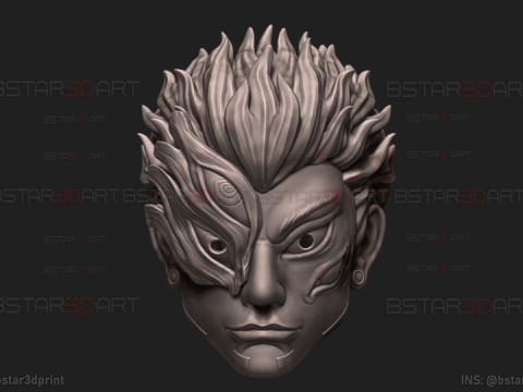 Sukuna Final Form Head Mask - With Hair - Jujutsu Kaisen Cosplay 3D Baskı Modeli