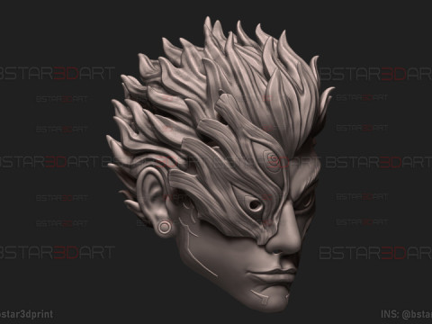 Sukuna Final Form Head Mask - With Hair - Jujutsu Kaisen Cosplay 3D Baskı Modeli