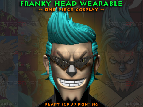 The Franky Head Wearable - One Piece Anime Cosplay 3D 프린트 모델