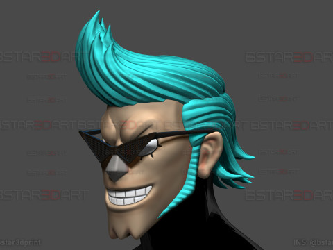 The Franky Head Wearable - One Piece Anime Cosplay Model do druku 3D