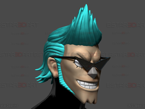 The Franky Head Wearable - One Piece Anime Cosplay Model do druku 3D