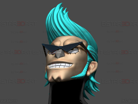The Franky Head Wearable - One Piece Anime Cosplay Model do druku 3D