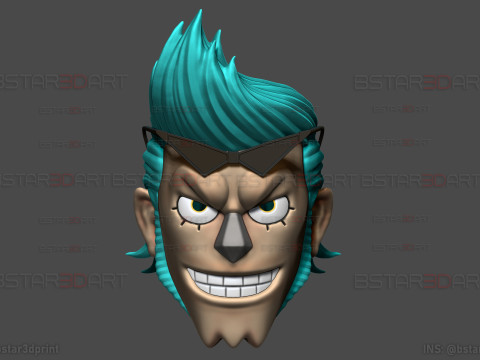 The Franky Head Wearable - One Piece Anime Cosplay Model do druku 3D