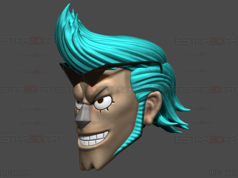 The Franky Head Wearable - One Piece Anime Cosplay Model do druku 3D