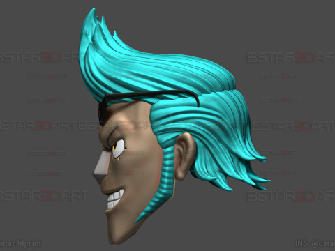 The Franky Head Wearable - One Piece Anime Cosplay Model do druku 3D