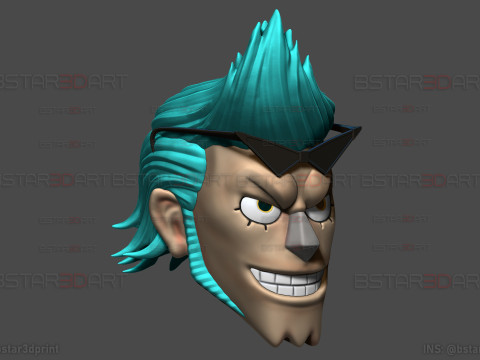 The Franky Head Wearable - One Piece Anime Cosplay Model do druku 3D