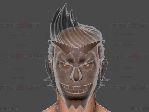 The Franky Head Wearable - One Piece Anime Cosplay Model do druku 3D