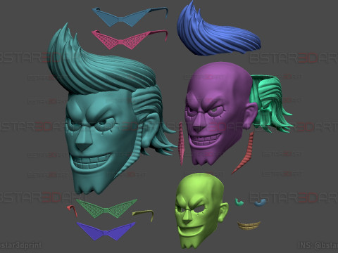 The Franky Head Wearable - One Piece Anime Cosplay Model do druku 3D