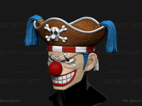 The Buggy Head Wearable - One Piece Anime Cosplay 3D Print Model