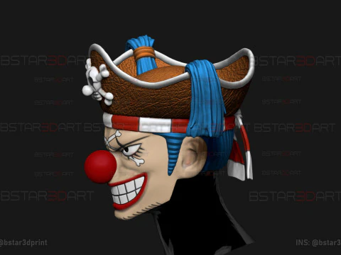 The Buggy Head Wearable - One Piece Anime Cosplay 3D Print Model
