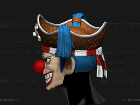 The Buggy Head Wearable - One Piece Anime Cosplay 3D Print Model