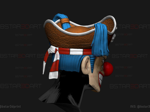 The Buggy Head Wearable - One Piece Anime Cosplay 3D 프린트 모델
