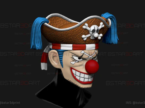 The Buggy Head Wearable - One Piece Anime Cosplay 3D Print Model