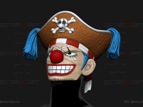 The Buggy Head Wearable - One Piece Anime Cosplay 3D Print Model