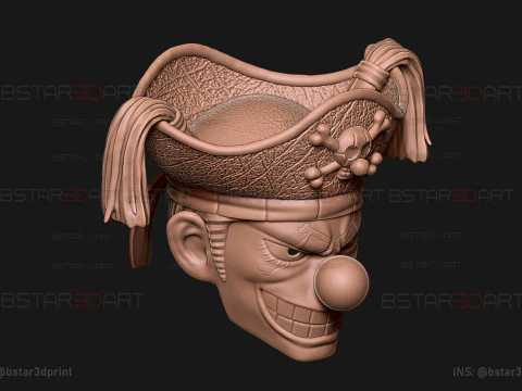 The Buggy Head Wearable - One Piece Anime Cosplay 3D Print Model
