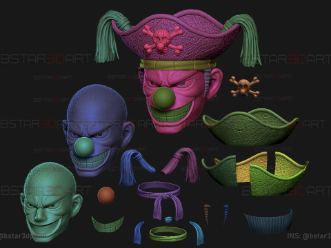 The Buggy Head Wearable - One Piece Anime Cosplay 3D 프린트 모델