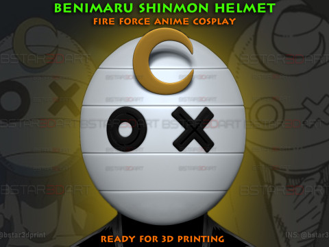Benimaru Shinmon Helmet - Fire Force Anime Cosplay Modello di stampa 3D