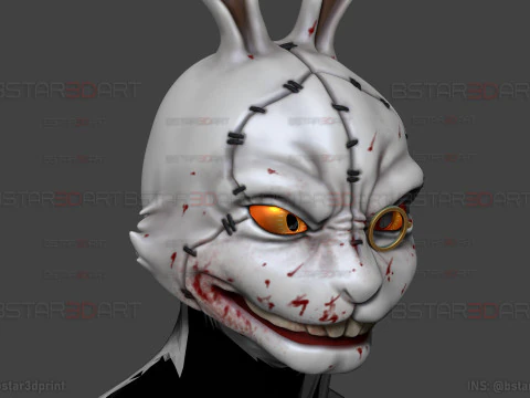 White Rabbit Mask - Devil may Cry - Halloween Cosplay 3D Print Model