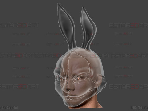 White Rabbit Mask - Devil may Cry - Halloween Cosplay 3D 打印模型