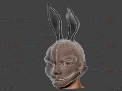 White Rabbit Mask - Devil may Cry - Halloween Cosplay 3D Print Model