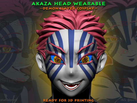 Akaza Head Wearable - Demon Slayer - Kimetsu no Yaiba Cosplay 3D Print Model