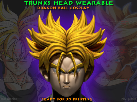 Trunks Head Mask Wearable -Dragon ball Cosplay and Decoration 3D Print Model