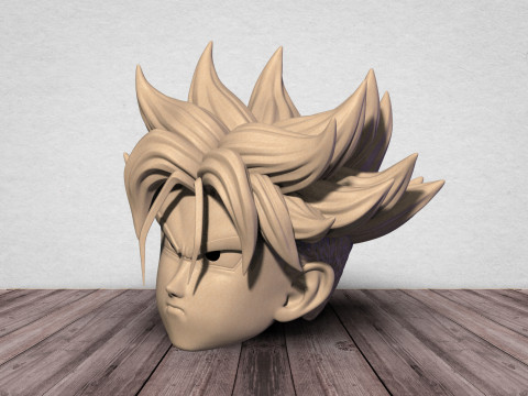 Trunks Head Mask Wearable -Dragon ball Cosplay and Decoration 3D Print Model