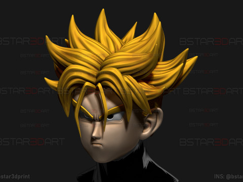 Trunks Head Mask Wearable -Dragon ball Cosplay and Decoration 3D Print Model