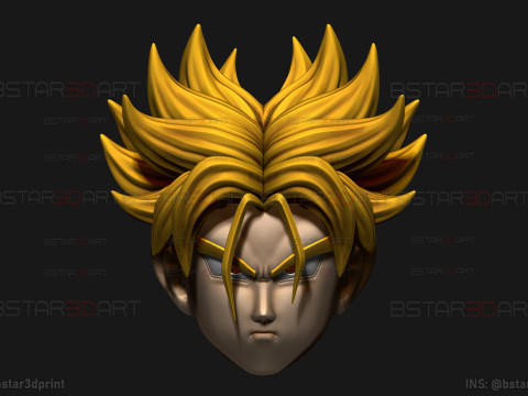 Trunks Head Mask Wearable -Dragon ball Cosplay and Decoration 3D Print Model
