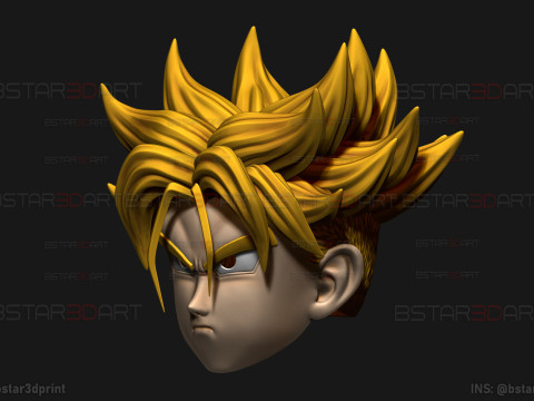 Trunks Head Mask Wearable -Dragon ball Cosplay and Decoration 3D Print Model
