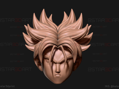 Trunks Head Mask Wearable -Dragon ball Cosplay and Decoration 3D Print Model