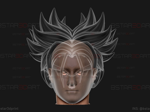 Trunks Head Mask Wearable -Dragon ball Cosplay and Decoration 3D Print Model