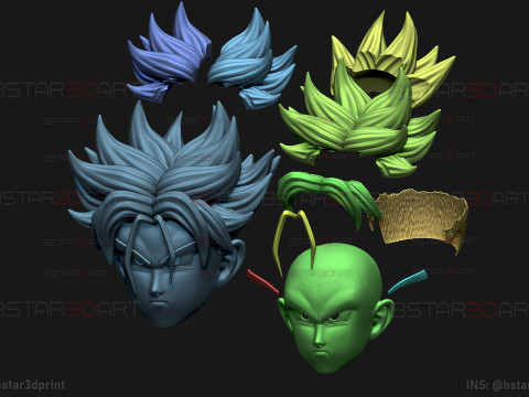 Trunks Head Mask Wearable -Dragon ball Cosplay and Decoration 3D Print Model