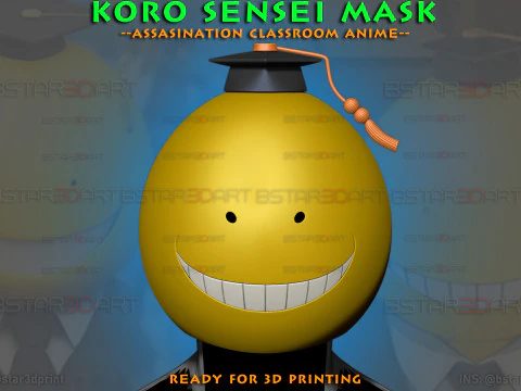 Korosensei Mask Cosplay - Assasination Classroom Anime 3D Print Model