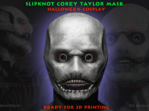 Slipknot Corey Taylor Mask High Quality Details For Halloween Cosplay Model Cetak 3D