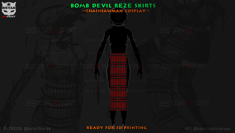 Bomb Devil Reze Skirts - Chainsawman Anime Cosplay 3Dプリントモデル .c4d .max .obj .3ds .fbx .stl .blend