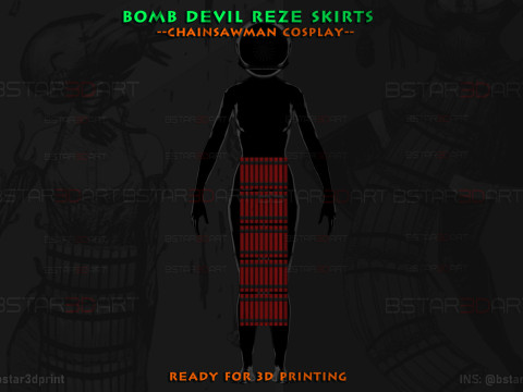 Bomb Devil Reze Skirts - Chainsawman Anime Cosplay 3D 프린트 모델
