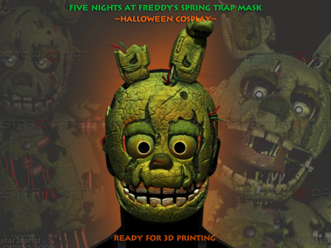 弗莱迪的五夜后宫 春季陷阱面具 - 万圣节角色扮演 3D 打印模型