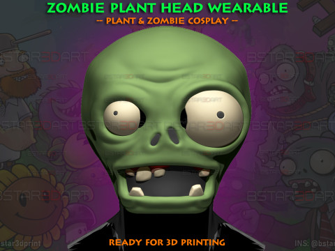 Zombie Plant Head Decoration Wearable - Plants vs Zombies cosplay 3D Print Model