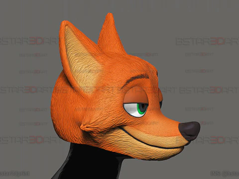 Zootopia 2 - Nick Wilde Red Fox Head Wearable 3D Print Model