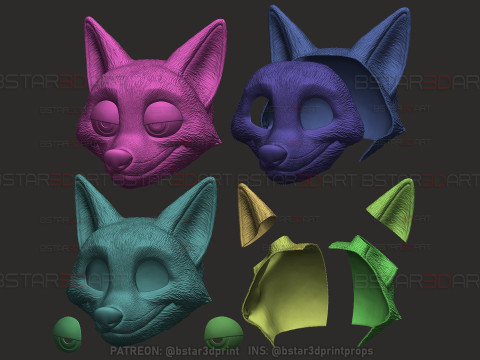 Zootopia 2 - Нік Уайлд Голова Рудої Лисиці 3D Принт Модель