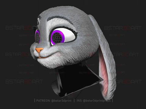 Zootopia 2 - Cabeça de Judy Hopps vestível Modelo de Impressão 3D