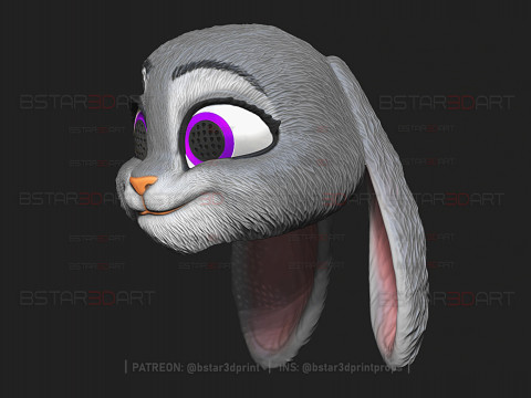 Zootopia 2 - Cabeça de Judy Hopps vestível Modelo de Impressão 3D
