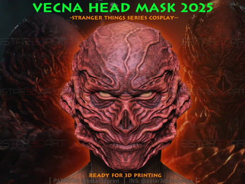 Vecna Seizoen 5 - Hoofdmaskerdecoratie Draagbaar - Stranger Things 2025 cosplay 3D printmodel