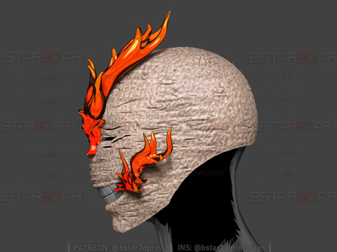 Cabeza todo para uno con efecto fuego - My Hero Academia Anime Cosplay Modelo de impresión 3D